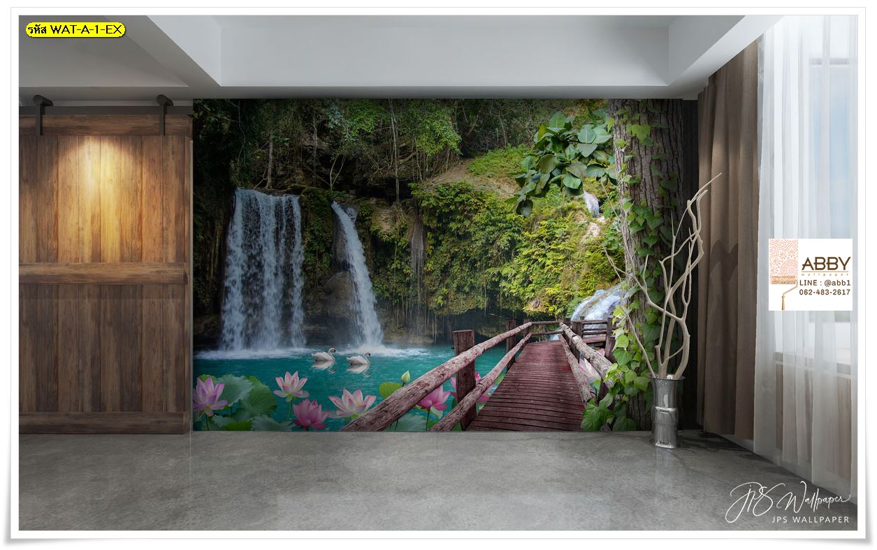 ภาพพื้นหลังแต่งห้องขนาดใหญ่ print wallpaper ลายน้ำตก