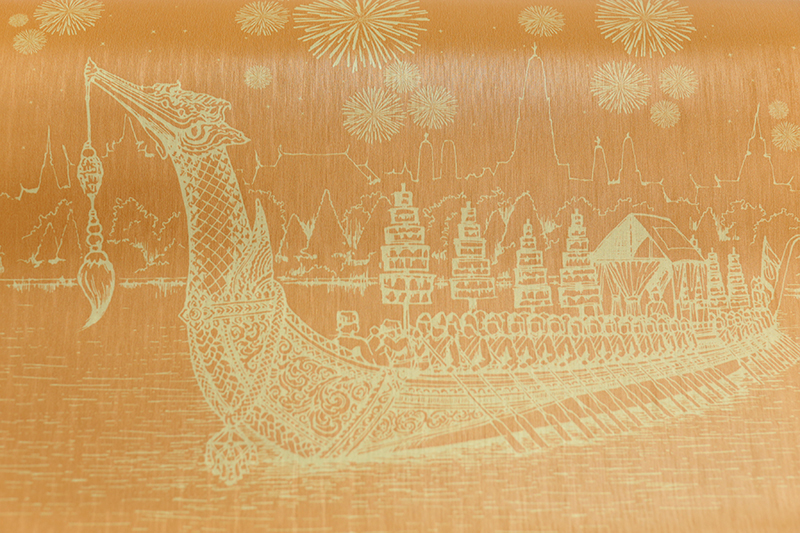 วอลเปเปอร์ติดผนังลายเรือสุพรรณหงส์ สีเหลือง รหัส JPS206